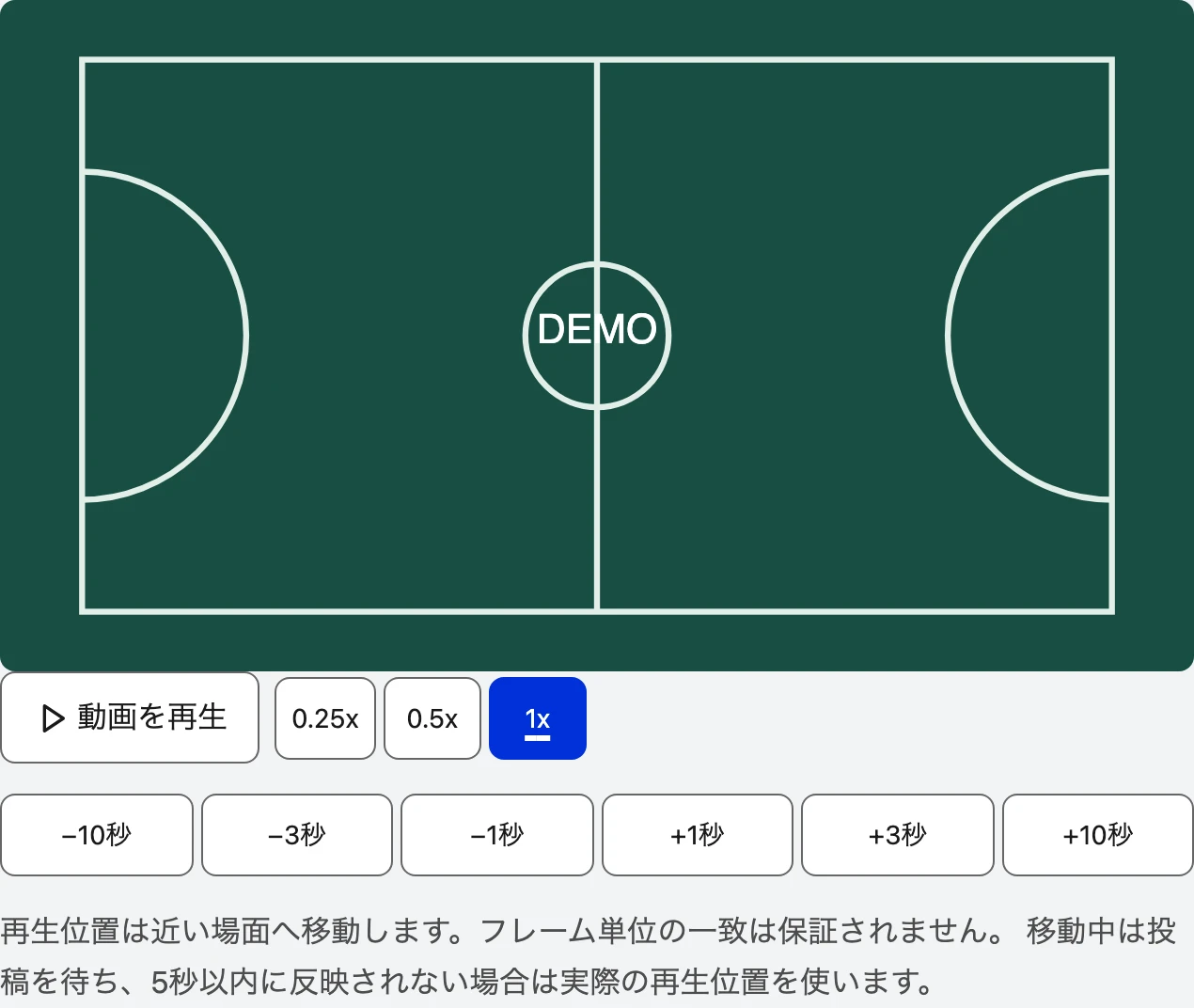 再生速度と前後1秒・3秒・10秒の操作ボタン。